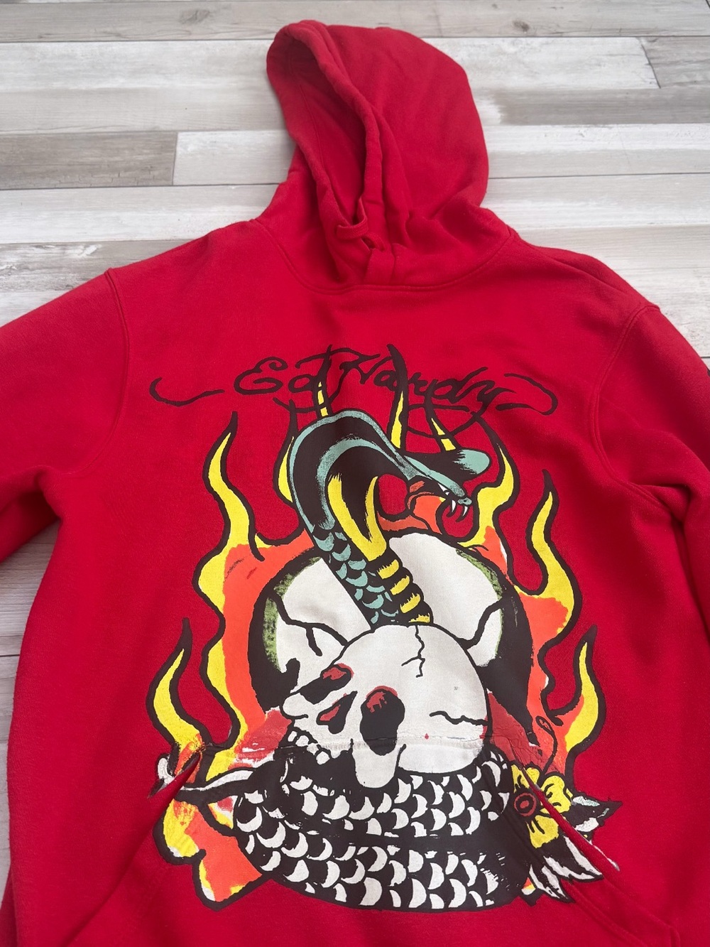 Red ed hardy hoddie size small men’s